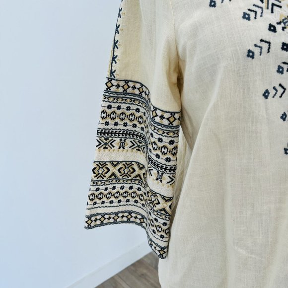 Tigerlily Womens Top Blouse Long Sleeve Embroidered Linen? Oversize Size 6 - Picture 3 of 5